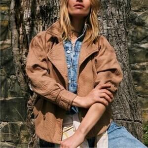 Free People Women's Remi Shirt Jacket in Tan Women's Large